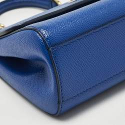 Pre Owned Dolce & Gabbana Blue Leather Small Miss Sicily Top Handle Bag