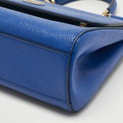 Pre Owned Dolce & Gabbana Blue Leather Small Miss Sicily Top Handle Bag