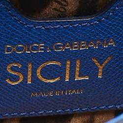 Pre Owned Dolce & Gabbana Blue Leather Small Miss Sicily Top Handle Bag