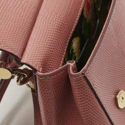 Pre Owned Dolce & Gabbana Orange Lizard Embossed Leather Small Miss Sicily Bag