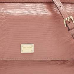 Pre Owned Dolce & Gabbana Orange Lizard Embossed Leather Small Miss Sicily Bag