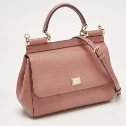 Pre Owned Dolce & Gabbana Orange Lizard Embossed Leather Small Miss Sicily Bag