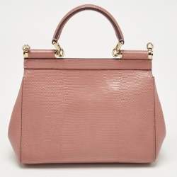 Pre Owned Dolce & Gabbana Orange Lizard Embossed Leather Small Miss Sicily Bag