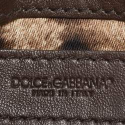 Pre Owned Dolce & Gabbana Gold Snakeskin Crystals Embellished Chain Pouch