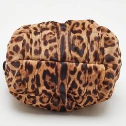Pre Owned Dolce & Gabbana Brown Leopard Calf Hair and Leather Drawstring Hobo