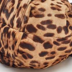 Pre Owned Dolce & Gabbana Brown Leopard Calf Hair and Leather Drawstring Hobo