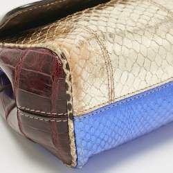 مملوكة مسبقًا Dolce & Gabbana Multicolor Crocodile and Python Small Miss Sicily Top Handle Bag