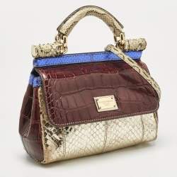 مملوكة مسبقًا Dolce & Gabbana Multicolor Crocodile and Python Small Miss Sicily Top Handle Bag