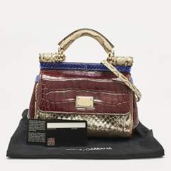 مملوكة مسبقًا Dolce & Gabbana Multicolor Crocodile and Python Small Miss Sicily Top Handle Bag