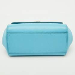 Pre Owned Dolce & Gabbana Blue Leather Mini Miss Sicily Top Handle Bag
