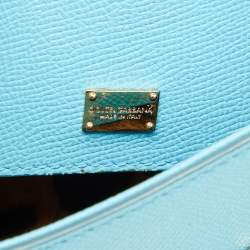 Pre Owned Dolce & Gabbana Blue Leather Mini Miss Sicily Top Handle Bag