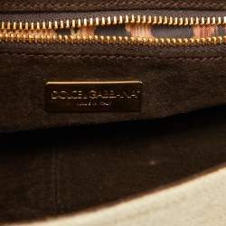 Pre Owned Dolce & Gabbana Multicolor Canvas and Python Trimmed Flap Shoulder Bag