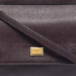 Pre Owned Dolce & Gabbana Purple Leather Medium Miss Sicily Top Handle Bag