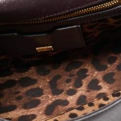 Pre Owned Dolce & Gabbana Purple Leather Medium Miss Sicily Top Handle Bag