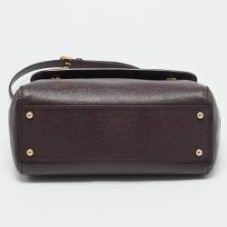 Pre Owned Dolce & Gabbana Purple Leather Medium Miss Sicily Top Handle Bag