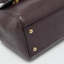 Pre Owned Dolce & Gabbana Purple Leather Medium Miss Sicily Top Handle Bag