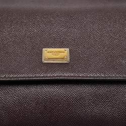 Pre Owned Dolce & Gabbana Purple Leather Medium Miss Sicily Top Handle Bag