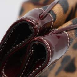 Pre Owned Dolce & Gabbana Brown/Burgundy Leopard Print Coated Canvas and Patent Leather Miss Easy Way Tote