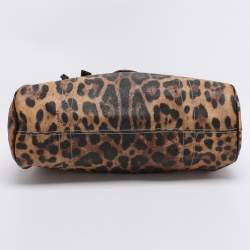 Pre Owned Dolce & Gabbana Brown/Burgundy Leopard Print Coated Canvas and Patent Leather Miss Easy Way Tote