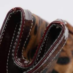 Pre Owned Dolce & Gabbana Brown/Burgundy Leopard Print Coated Canvas and Patent Leather Miss Easy Way Tote