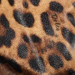 Pre Owned Dolce & Gabbana Brown/Burgundy Leopard Print Coated Canvas and Patent Leather Miss Easy Way Tote