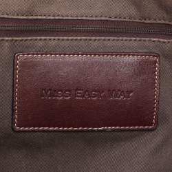 Pre Owned Dolce & Gabbana Brown/Burgundy Leopard Print Coated Canvas and Patent Leather Miss Easy Way Tote