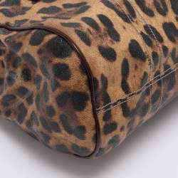 Pre Owned Dolce & Gabbana Brown/Burgundy Leopard Print Coated Canvas and Patent Leather Miss Easy Way Tote