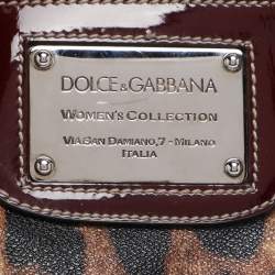 Pre Owned Dolce & Gabbana Brown/Burgundy Leopard Print Coated Canvas and Patent Leather Miss Easy Way Tote