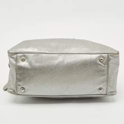 Pre Owned Dolce & Gabbana Metallic Grey Leather Miss Biz Satchel