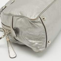 Pre Owned Dolce & Gabbana Metallic Grey Leather Miss Biz Satchel