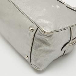 Pre Owned Dolce & Gabbana Metallic Grey Leather Miss Biz Satchel