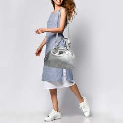 Pre Owned Dolce & Gabbana Metallic Grey Leather Miss Biz Satchel