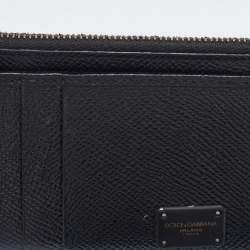 Pre Owned Dolce & Gabbana Black Leather Vertical Dauphine Zip Card Holder