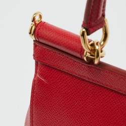 Pre Owned Dolce & Gabbana Red Leather Small Miss Sicily Bag