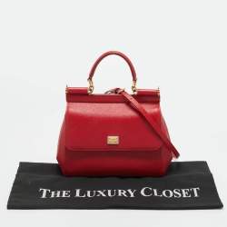 Pre Owned Dolce & Gabbana Red Leather Small Miss Sicily Bag