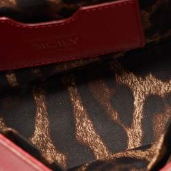 Pre Owned Dolce & Gabbana Red Leather Small Miss Sicily Bag