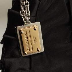 Pre Owned Dolce & Gabbana Black Satin Miss Dee Wristlet Clutch