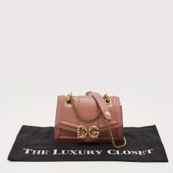 Pre Owned Dolce & Gabbana Pastel Pink Leather DG Amore Chain Shoulder Bag