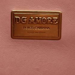Pre Owned Dolce & Gabbana Pastel Pink Leather DG Amore Chain Shoulder Bag