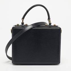 مملوكة مسبقًا حقيبة دولتشي أند غابانا صندوقية مزخرفة تيوليب جلد نقش سحلية بيج