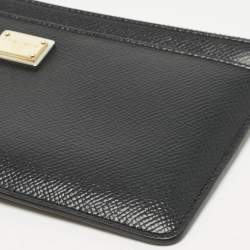 Pre Owned Dolce & Gabbana Black Leather Zip Long Card Holder