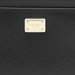 Pre Owned Dolce & Gabbana Black Leather Zip Long Card Holder