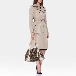 Pre Owned Dolce & Gabbana Brown/White Leopard Print Canvas and Leather Satchel