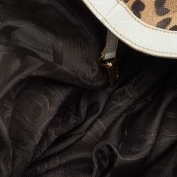 Pre Owned Dolce & Gabbana Brown/White Leopard Print Canvas and Leather Satchel