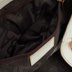 Pre Owned Dolce & Gabbana Brown/White Leopard Print Canvas and Leather Satchel