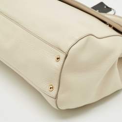 Pre Owned Dolce & Gabbana White Leather Large Miss Sicily Top Handle Bag