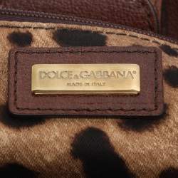 Pre Owned Dolce & Gabbana Brown/Beige Calf Hair and Leather Drawstring Tassel Satchel