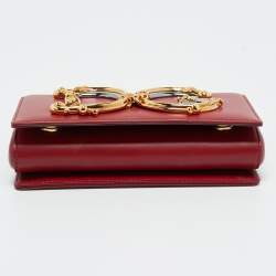 Pre Owned Dolce & Gabbana Red Leather DG Girls Phone Bag
