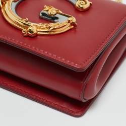 Pre Owned Dolce & Gabbana Red Leather DG Girls Phone Bag
