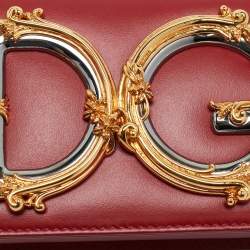 Pre Owned Dolce & Gabbana Red Leather DG Girls Phone Bag